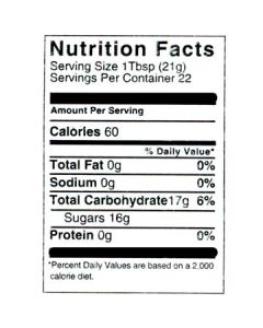 1 lb Nutritional Label - 100 Pack