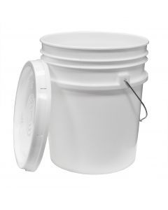 60 lb White Plastic Pail with Lid - Each - view with lid off