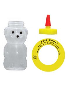 2 lb Opaque Squeeze Bear with Spout Cap Lids & Collars - 12 Pack