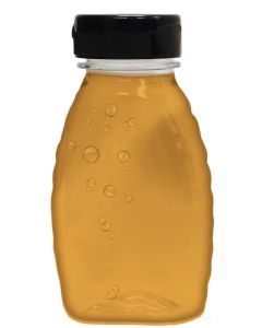 8 oz Classic Plastic Honey Bottles with Black Snap Cap Lids - 24 Pack