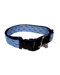 Dog Collar Blue and Pink/Black - Medium 12" - 18"