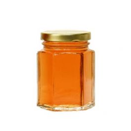 12 oz (375 ml) Oval Hexagon Glass Jar with Gold Lid